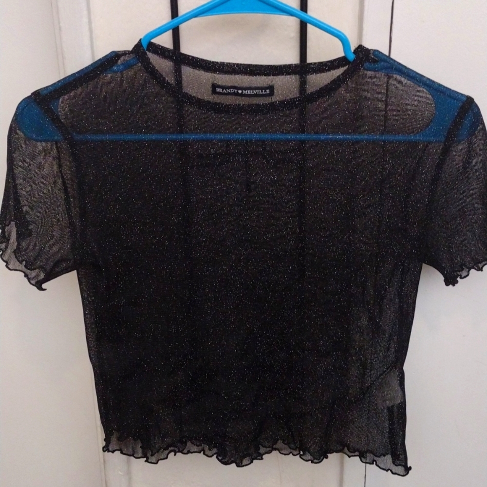 brandy Melville sheer black sparkle crop top